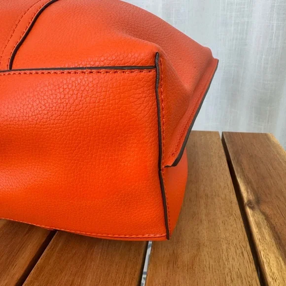 Tory Burch Perry Triple Compartment Tote Bag Canyon Orange Pebbled Leather Tote - Picture 9 of 15
